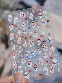 1pc Embossed Nail Art Stickers, Self-Adhesive Winter Nail Stickers, Cute Christmas Nail Decor, DIY - Multicolor - View 11