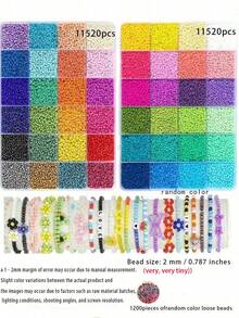 1200/11520/23040pcs 2mm Mini Seed Beads Jewelry Making Kit, For DIY Bracelets, Necklaces, Rings, Earrings, Gifts, Crafts (Size: 2mm/0.787in) - Color Mixing - View 7