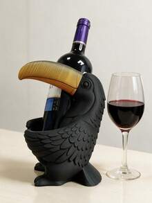 Toucan Shaped European Style Wine Rack Creative Home Wine Holder Living Room Decor Personalized Theme Bar Decoration Wine Rack Can Be Used As Decorative Ornament Supports Bordeaux 750ml Bottles Up To 76.6mm Diameter PLA Material Gradient Color Random Color Not Controllable - Multicolor - View 3