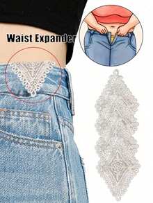 Handmade Waistband Extender - Adjustable, Washable, Suitable For Large Waist, Exquisite Embroidery Design, Easy To Install, Comfortable To Wear, Shaping Underwear, Waist Adjuster, Handmade Lace Decoration, High-Quality Elastic Waistband Extender - Adjustable Button Extender, Handmade Exquisite Stitched Waistband Extender, Suitable For Maternity Pants And Casual Pants. - A - View 6