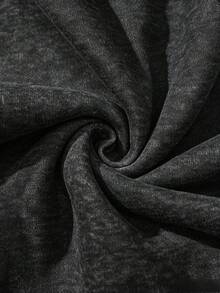Women's Black Washed Sunflower Print Street Style Sweatshirt, Suitable For Daily Wear - Black - View 3