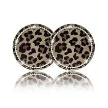 2/4pcs Leopard Print Rhinestone Fashion Car Coasters, Car Interior Decoration - Leopard Print Coasters - View 10