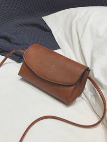 Solid Color Minimalist Flap Closure Women's Bag, Fashionable Versatile PU Material Shoulder Crossbody Bag, Suitable For Women's Daily Use And Commuting - Brown - View 7