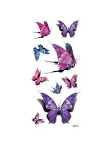 3D Butterfly Temporary Tattoos For Women, Colorful Realistic Butterfly Tattoo Stickers, Waterproof Long-Lasting Body Art For Chest, Shoulder, Arm, Parties, Festivals, Vacations & Everyday Style - Multicolor - View 2
