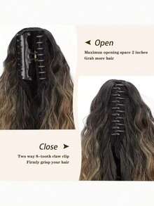 Ponytail Hair Extension, Claw Ponytail, Long Wavy Ponytail Hair Extension, Black Or Multi-Color 30 Inch Curly Clip-In Ponytail Wig, Suitable For Women, Fluffy Natural Synthetic Wig, Convenient For Daily Wear And Easy To Match, Synthetic Fiber - Multicolor - View 4