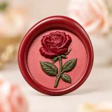 1pc, Fragrant Rose Wax Seal Stamp Head, Vintage Rose Metal Craft Decoration. Suitable For Holiday Cards, Postcards, Handwritten Letter Sealing And Theme Party, Gift Box Decoration (Handle, Wax, Ink Not Included) - FFMG - View 3