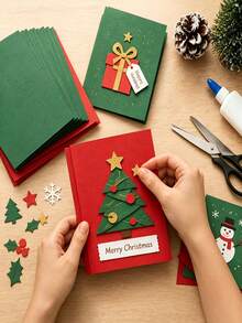 1/5/10 Sheets Blank Colored Cardstock, Christmas Red/Green Cardstock, Blank Greeting Card Base Paper, Craft Paper For Making Thank You Cards, Handmade Cardstock, Thick Paper For Trading Cards, Handmade Invitation Paper - Multicolor - View 2