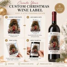 Custom Christmas Wine Bottle Labels, Personalized Photo & Text Gift Stickers For Holiday Party Decor, Festive Bottle Label For Xmas Dinner, Customized Picture Family Wine Tags, Customizable Seasonal Gift Labels, Christmas Gift Idea, Family Gift - Style a - View 4
