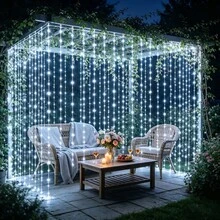 1pack Christmas Garland Festoon LED Curtain String Lights Battery Powered 8 Mode Lighting Wedding Fairy Light Halloween Christmas Decoration For Home Bedroom Garden - AA Battery Powered Curtain Lights - View 22