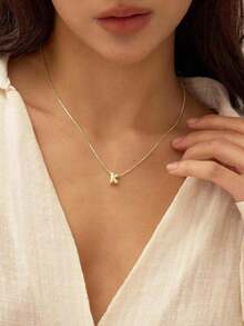 Small Bold Letter Balloon 3D Initial Gold-Plated Pendant Necklace Personalized Jewelry For Women - Gold - View 3