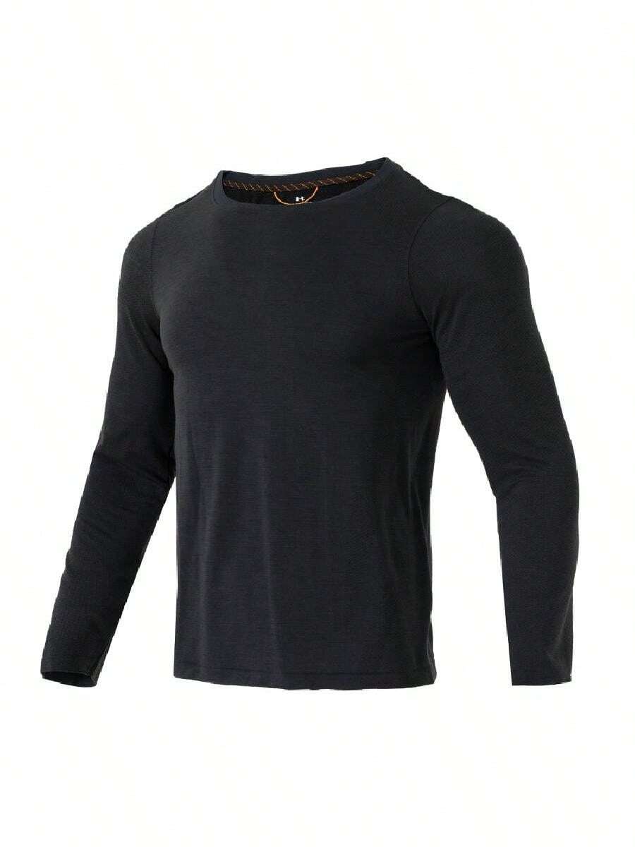 Under Armour Men's UA TRAIL RUN Wool LS-BLK Soft Fitted Comfortable Long Sleeve T-Shirt 6001834-001 - Black - View 1