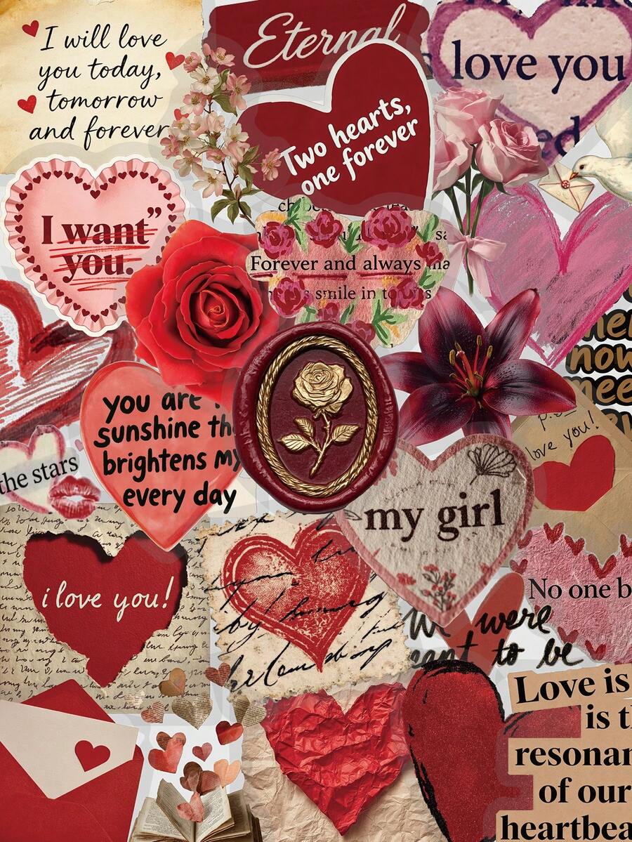 50pcs Love Stickers For Adults Teens Sticker Enthusiasts Scrapbooking Journaling Laptops Skateboards Add A Fun Touch To Your Devices! - A - View 1