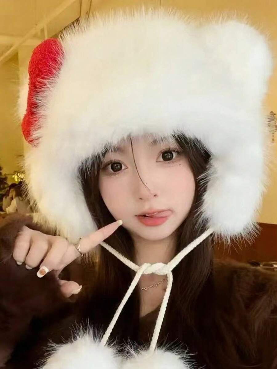 Bows Hat - Cute Animal Fashion Warm Hat - Soft Fur Hat For Women In Autumn/Winter. Suitable For School, Outings, Hiking Occasions. - A - View 1