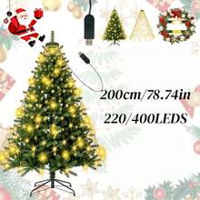 400/220 LED 聖誕瀑布樹燈，USB供電 8種模式 LED 錐形串燈，暖黃色節日裝飾，適用於室內/戶外花園派對婚禮聖誕節萬聖節，聖誕裝飾 - 暖光瀑布燈 - 查看 7