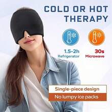 1pc Hot/Cold Therapy Gel Head Mask, Ice Pack Face Mask, Ice Pack For Head And Eyes, Sleep Mask - Baby Blue - View 7