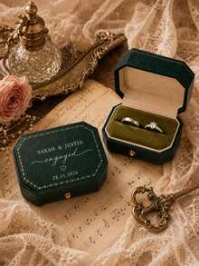 Personalized Wedding Ring Box, Customized Engraved Dual Slot Ring Holder, Ring Bearer Box, Engagement Proposal Keepsake, Wedding Gift - Multicolor - View 6