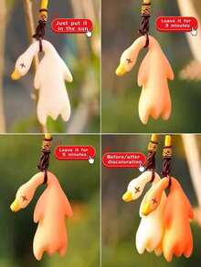 1pc UV Sensitive Color Changing Roast Duck Keychain Pendant - Car Decor, Swinging Duck, UV Color Changing Bag Charm; Cute, Fun, Unique - Perfect Gift For Friends - Multicolor - View 8