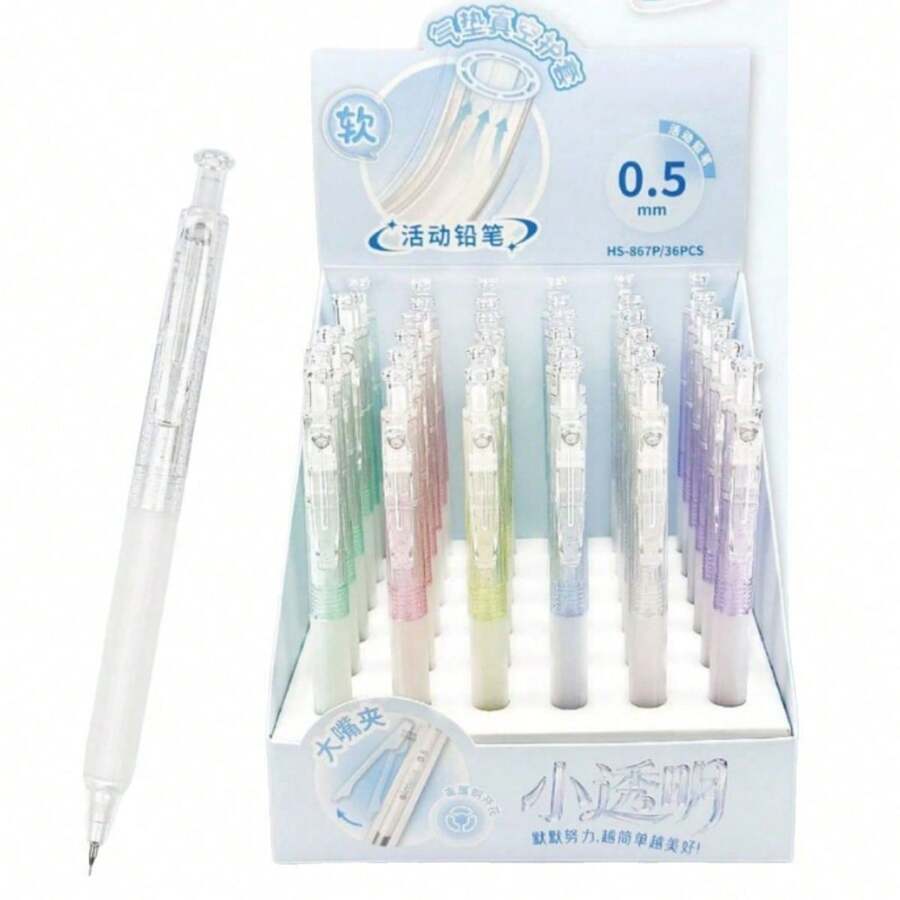 Transparent Minimalist Automatic Pencil, Fresh And Elegant Design, 0.5/0.7mm Lead, No Sharpening Required, Suitable For Students - Multicolor - View 1