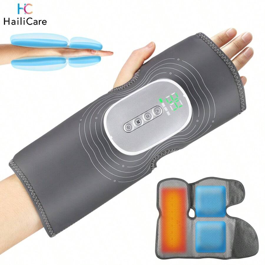 Hailicare Máy massage tay nén khí 3 chế độ 4 mức cường độ 4 mức nhiệt, massage cổ tay và bàn tay, thư giãn cổ tay dùng cho nhà và văn phòng, quà Giáng Sinh - Xem 1
