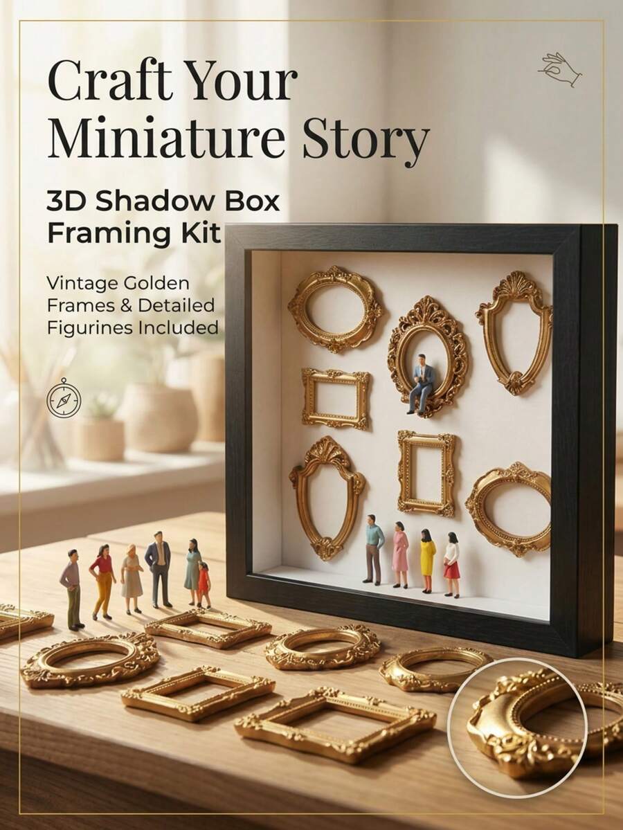 1 مجموعة صندوق ظل متحف مصغر DIY - احتفل بذكرياتك الثمينة بطريقة فريدة، طقم إطار صندوق الظل مع عرض صور قابل للتخصيص وتماثيل مصغرة، ديكور تذكاري فريد وشخصي
