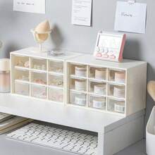 Multi-Compartment Drawer Desktop Organizer Box, Transparent Divided Storage For Jewelry, Stationery, Miscellaneous Items, Office Desk Small Object Organizer - Multicolor - View 5