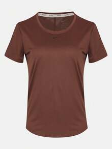 Nike Women's AS W NK ONE DF SS STD TOP Short Sleeve Knit Collarless T-Shirt TDD0639-265 - Brown - View 1