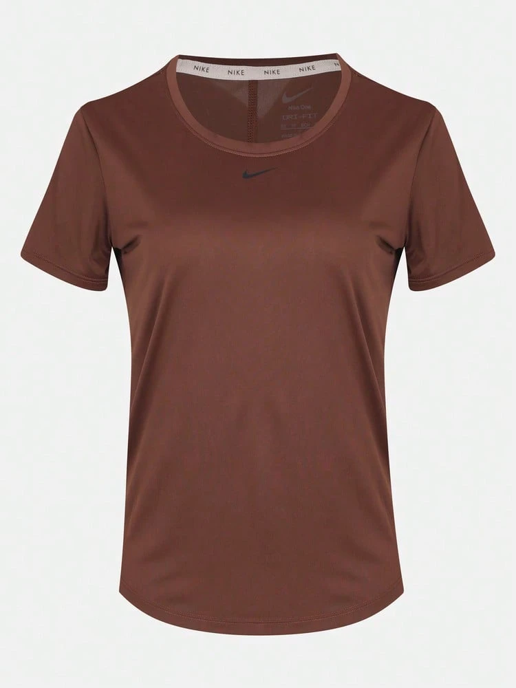 Nike Women's AS W NK ONE DF SS STD TOP Short Sleeve Knit Collarless T-Shirt TDD0639-265 - Brown - View 1