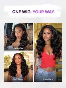 MEGALOOK 6"X6" Lace Front Wavy Human Hair Wig, Pre-Cut 6" Depth, Seamless No Glue, Pre-Bleached & Pre-Trimmed, Easy To Wear, 180% Density 6"X6" Lace Parting, Natural Color, Suitable For Beginners, Natural Look - SNatural - View 10