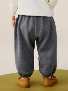 mini bala Boys & Girls Baby Pants, Soft Waffle Texture Long Trousers, 2026 Fall New In - Iron Gray - View 3