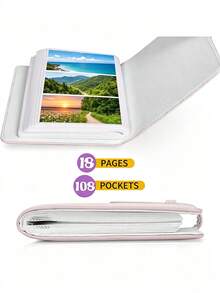 1Pc Mini Photo Album 108 Pockets, Family Photo Storage Album, Capacity Binder/Photo Book With Card Holders, Paper Pages For Scrapbooking, Decor, Photo Display, Card. Film 3 Inch Photo Storage Album, Halloween & Christmas Gift - Multicolor - View 11