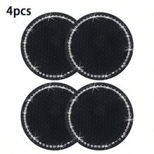 1pc/2pcs Car Cup Holder Coasters, Shiny Cup Holder Inserts, Universal Anti-Slip Silicone Cup Holder Decor, Car Interior Mat, 7cm/2.75in Soft Crystal Rhinestone Rubber Pad Set, Round Car Beverage Cup Coaster, Car Interior Accessories - Multicolor - View 14