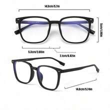 1 Pair Men's Square Glasses, Non-Prescription, Classic Solid Design, Transparent Lenses, Casual And Versatile Style, Suitable For Daily Wear - Clear - View 7