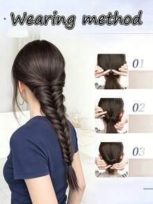 Brown-Black 16-Inch Hand-Braided Ponytail Extension, With Claw Clip, Suitable For Women - Multicolor - View 7