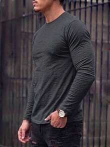 Playera Manga Larga - Marca Impala - Para Hombres - Composición Poliéster 50% Algodón 50% - Cuello Redondo - Estilo Casual Y Urbano - Gris Oscuro - Ver 2