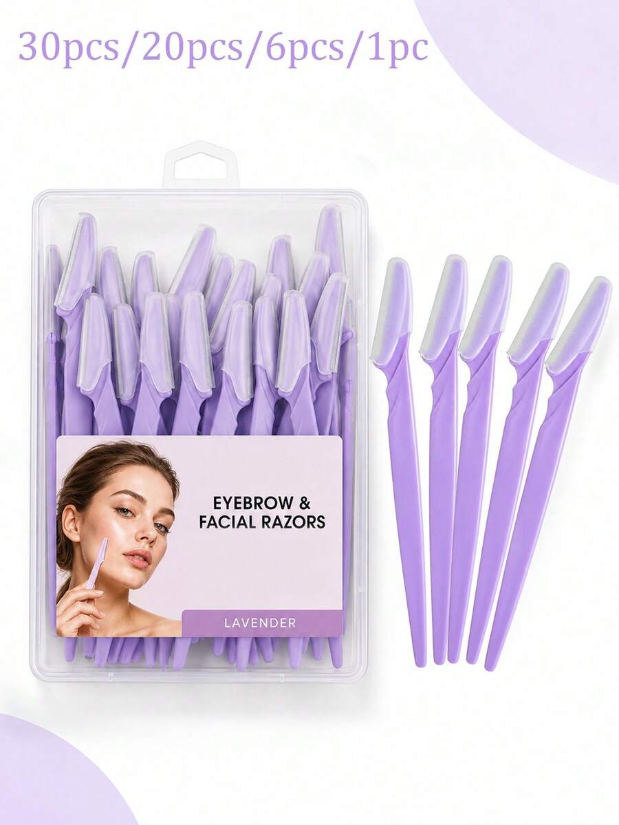 30pcs/20pcs/6pcs/1pc Eyebrow Shaving Set Designed For Women And Men, Includes Storage Box, Facial Hair Removal Razor, Washable And Reusable, With Dust Cover, Eyebrow Trimmer For Shaping And Grooming Beautiful Brows, Suitable For Face And Body Hair Removal, Essential Tool For Hair Salon, Makeup And Beauty Industry And Daily Use, Beauty And Travel Accessory - Multicolor - View 1