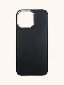 1pc 4-Color Optional Solid Color Lychee Texture Faux Leather Large Window Phone Case, Ins Premium Minimalist Business Solid Color Leather Texture, A Classic Black / B Beige White / C Premium Gray / D Caramel Brown, Faux Leather Matte Lens Raised Full Coverage Anti-Drop Soft Shell, Autumn/Winter Commute Versatile, Suitable For Personal Use And Gift; Compatible With IPhone Case & Galaxy Case, Compatible With IPhone 17 - Multicolor - View 76