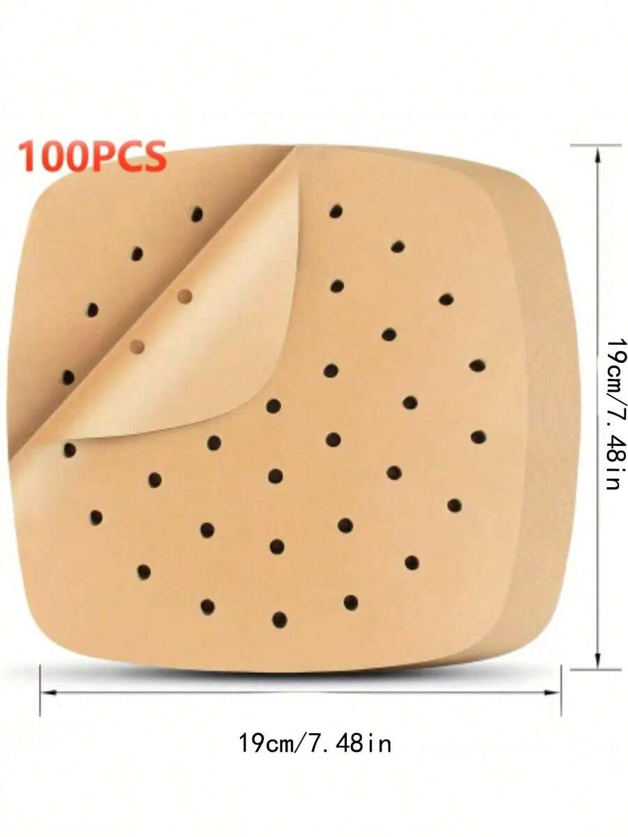 100/50/1pc Square Perforated Air Fryer Baking Paper, Minimalist White Square Perforated Oil-Absorbing And Steaming Paper, Suitable For Daily Cooking, Party Snacks And Holiday Gatherings