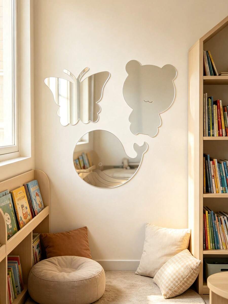 1pc Unbreakable Acrylic Mirror Non-Glass Shatterproof For Kids Room Baby Room,Baby Room Decor,Baby Essentials,Room Decor For Girl - Multicolor - View 1