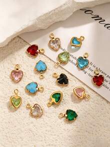 20Pcs Heart Rhinestone Charms,304 Stainless Steel Multicolor Rhinestone Pendants,Charms For Jewelry Making,Diy Necklace Bracelet Making Supplies - Rhinestone Pendant - View 4