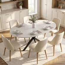 Extendable Dining Table For 4–6 People, Industrial-Style Kitchen Table With Hairpin Legs, Gray - Beige - View 1