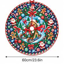 1件壓紋薑餅人雪橇圖案聖誕樹裙，優雅配色節日裝飾，5種尺寸，中性節日禮物，適用於居家與派對聖誕家居裝飾 - 浮雕薑餅人雪橇 - 查看 15