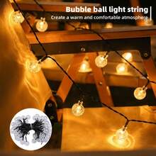 Solar Powered LED Crystal Ball String Lights, 8 Modes Function Button Control, 20/50/100 LED Crystal Balls Fairy Hanging Lights, Outdoor Decor Lamp For Yard Garden Porch Balcony Party Wedding Christmas Halloween Camping Holiday Celebration Decoration - Solar-powered Bubble Machine - View 8