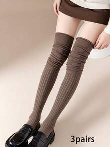 Women's Ribbed Loose Over-The-Knee Socks, Vintage Autumn/Winter Boot Socks, Soft Elastic Thigh-High Socks, Suitable For Knee-High Boots - Multicolor - View 14