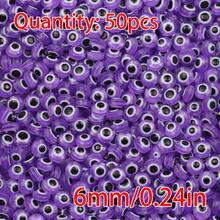 50pcs 6/8mm Flat Round Resin Beads With Colorful Evil Eye Design For Diy Jewelry Making - 6mm/50pcs - View 14