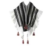 Women's Tassel Shawl Scarf, Soft Warm Bohemian Style Open Front Cape Cardigan - Multicolor - View 11