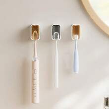 1pc Wall Mounted Toothbrush Holder With Lid Dustproof Electric Toothbrush Rack Bathroom Storage Organizer No Drilling Required - Multicolor - View 2