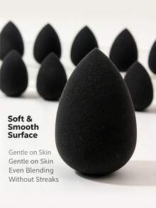 10pcs All‑In‑One Makeup Tool Set, Soft Makeup Sponges, Mini Sponges, Suitable For Foundation, Concealer, Loose Powder Setting, Wet And Dry Use Makeup Tools, Essential Daily Makeup Accessories For Women - Black - View 5