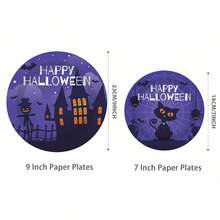 10/20/40pcs Paper Plates,Party Paper Plates,Paper Dinner Plates,7&9 Inch Disposable Paper Plates,Theme Party Tableware Paper Plates,Halloween Paper Plates,Halloween,Spooky Halloween Paper Plates,Tea Party Paper Plates - Multicolor - View 5