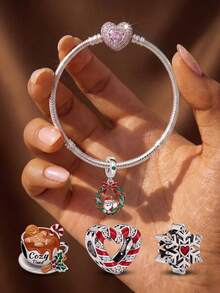1 Holiday Limited Edition Christmas Wreath, Christmas Gift Hot Air Balloon Bead Creative Exquisite Bead String DIY Bracelet Necklace Gift - Silver - View 11