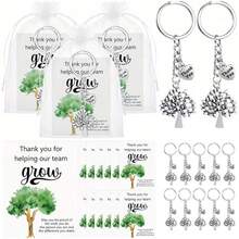 36 قطعة/12 مجموعة من سلسلة مفاتيح شجرة الحياة هدية الشكر، قلادة قلب معدنية حلقة مفتاح سلسلة مفاتيح، للمعلم والطالب والصديق والفريق والزميل والموظف والمتطوع هدايا الامتنان للحفلات، تشمل 12 سلسلة مفاتيح + 12 بطاقة شكر + 12 كيس هدايا - متعدد الألوان - مشاهدة 1
